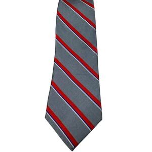 Givenchy Monsieur‎ Tie Mens Gray Red Stripe All Silk Necktie Made USA Business
